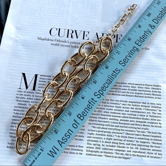 Thick Gold Chain Link Necklace Chunky Style Luxe - Picture 3 of 3